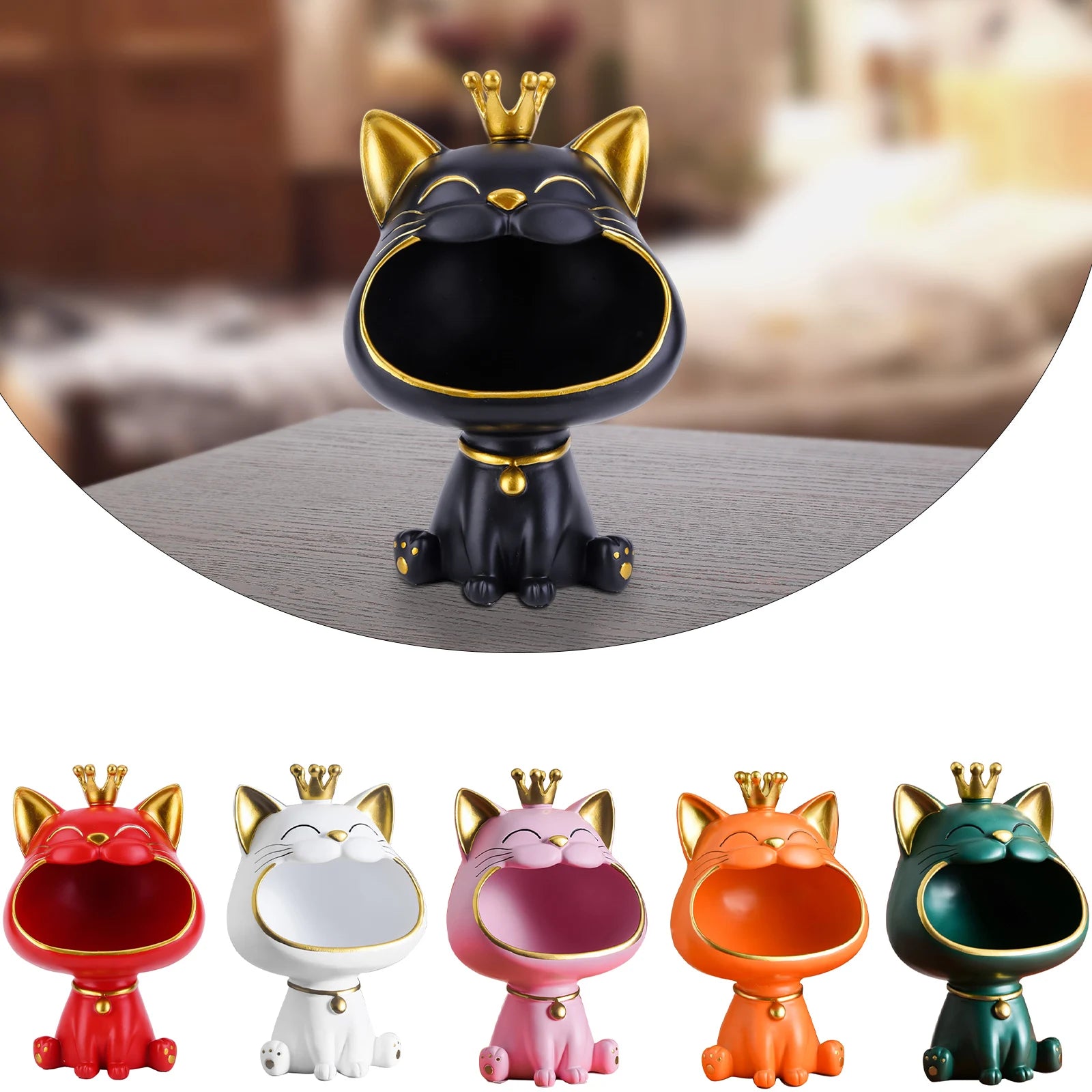 Resin Lucky Cat Storage Decor